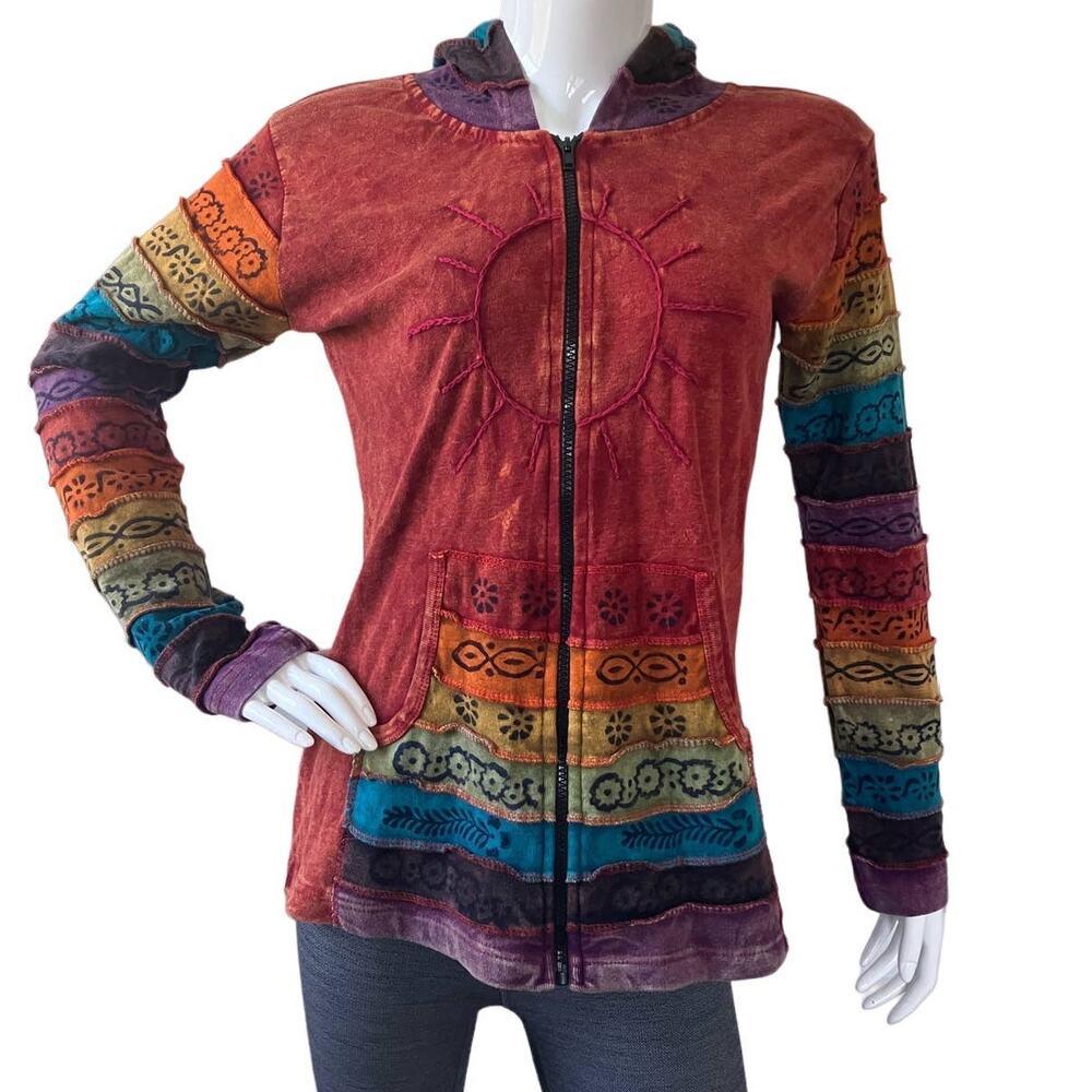 Greater Good Rainbow Colorful Hoodie Jacket Nepal Size Small Medium